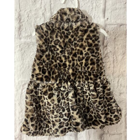 Little Lass Size 18 Mos. Leopard cheetah Button Up Vest Jacket - Picture 5 of 6